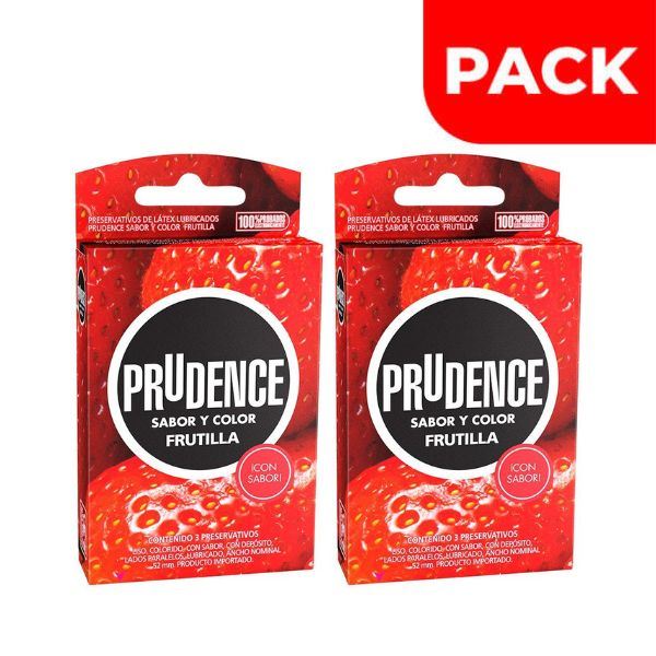 Dúo Pack Preservativo Prudence Frutilla - Caja 3 UN